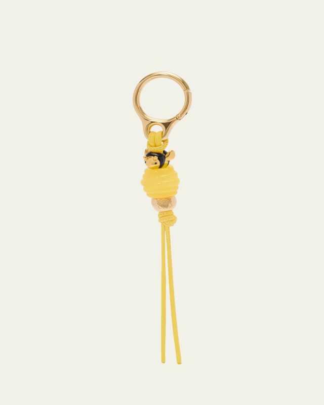 Dee Dice Bag Charm in Brass and Leather
